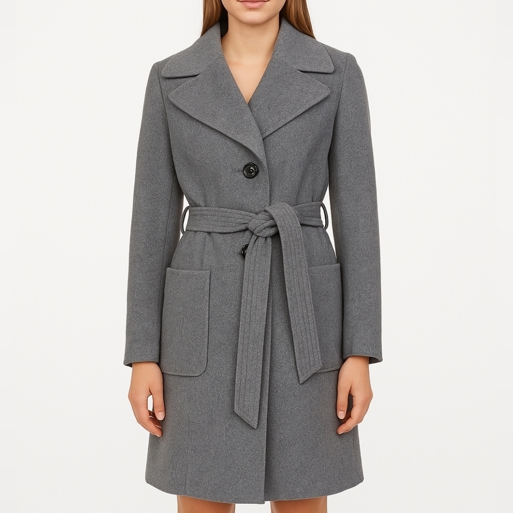 Banana Republic Wool Blend Button Front Tie Waist Coat